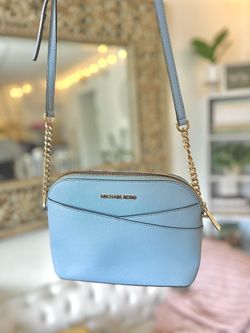 Michael Kors Dome Crossbody bag—pale blue saffiano leather