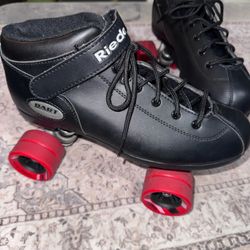Riedell Dart Quad Roller Derby Speed Skates Black w/ Red Wheels Size 10