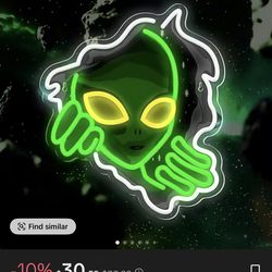 Green Alien Neon Sign