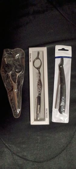 Barber Scissors and Straight Razor Set