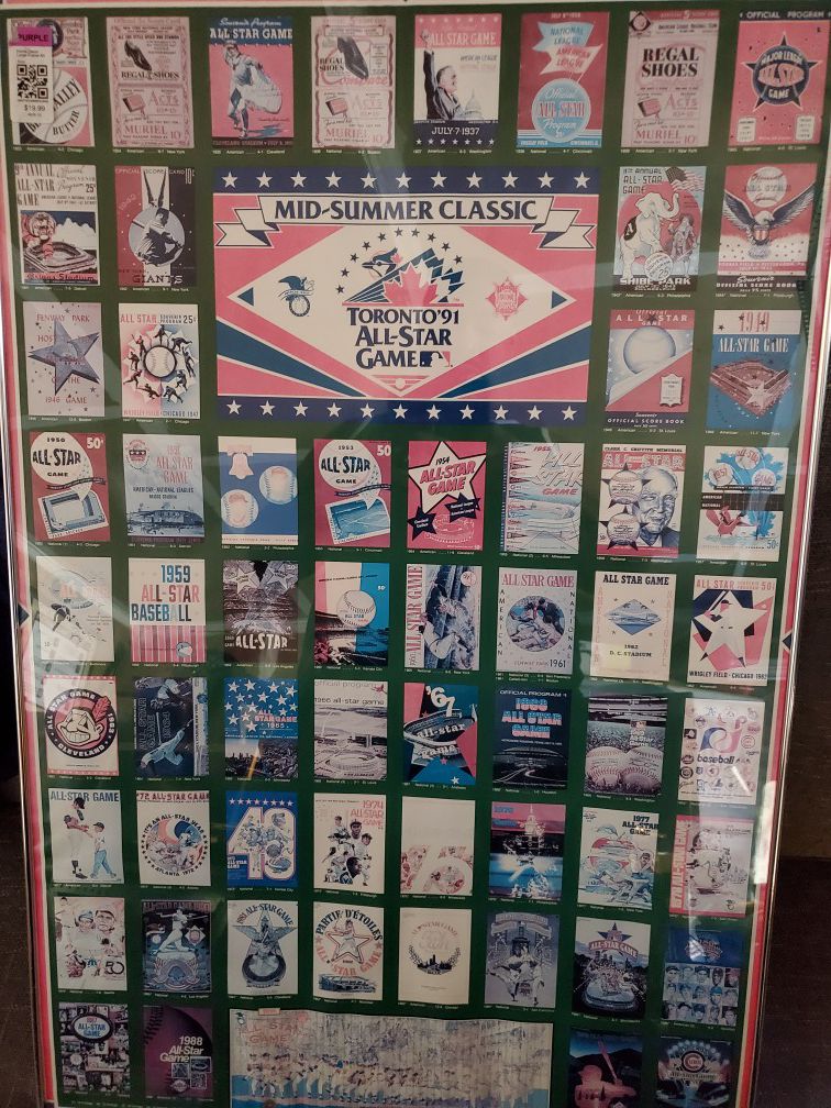 91 All Star game Old school memorabilia Uncut sheet All Star Memories Big picture In glass Old school collectibles