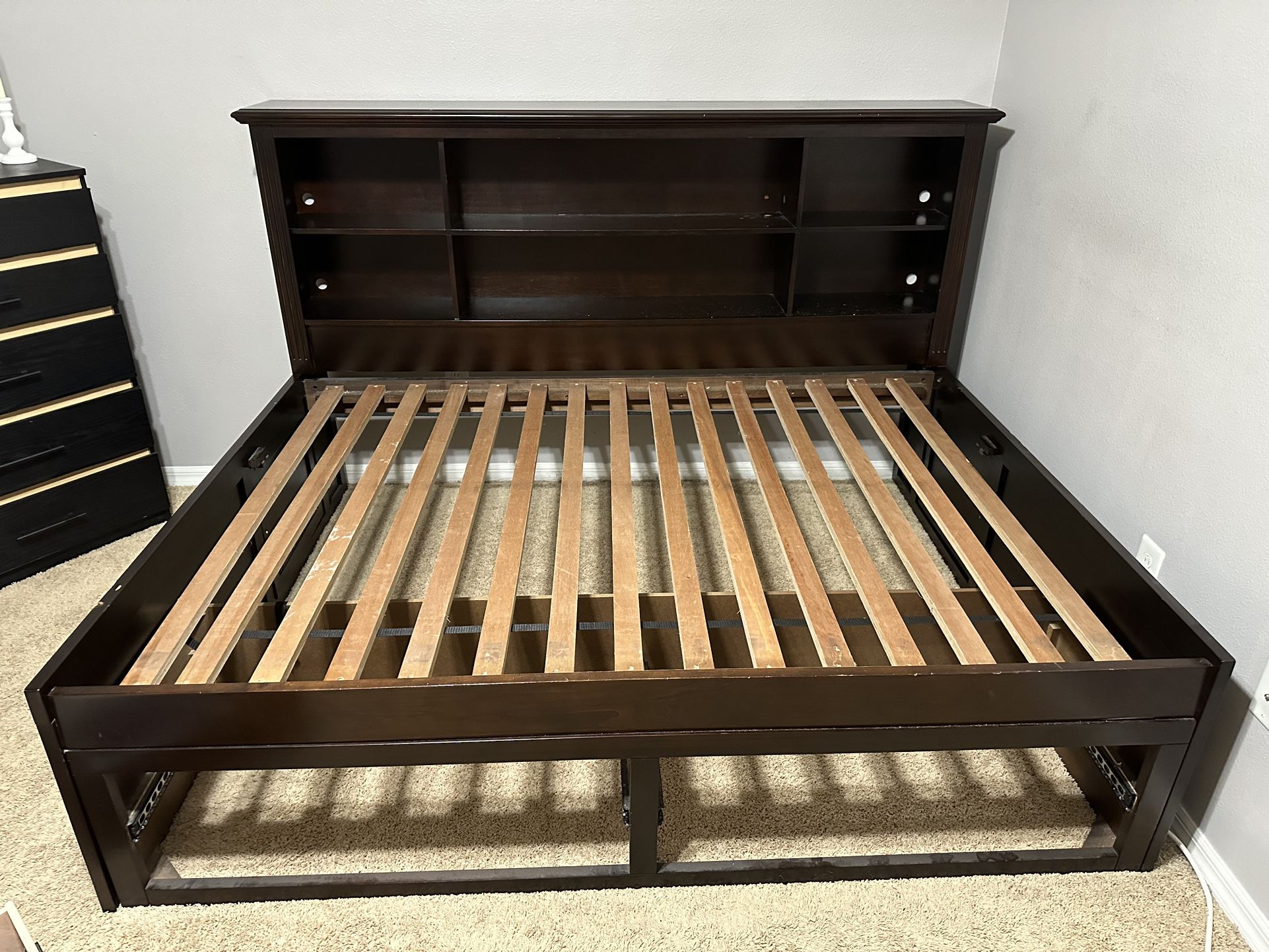 Bed Frame with Side Storage, 2 Drawers, & Doors Leading Underneath the Bed (Full Size)