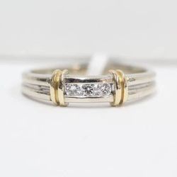 14K Two Tone Diamond Band Ring (Size 11) 0.15 CTW