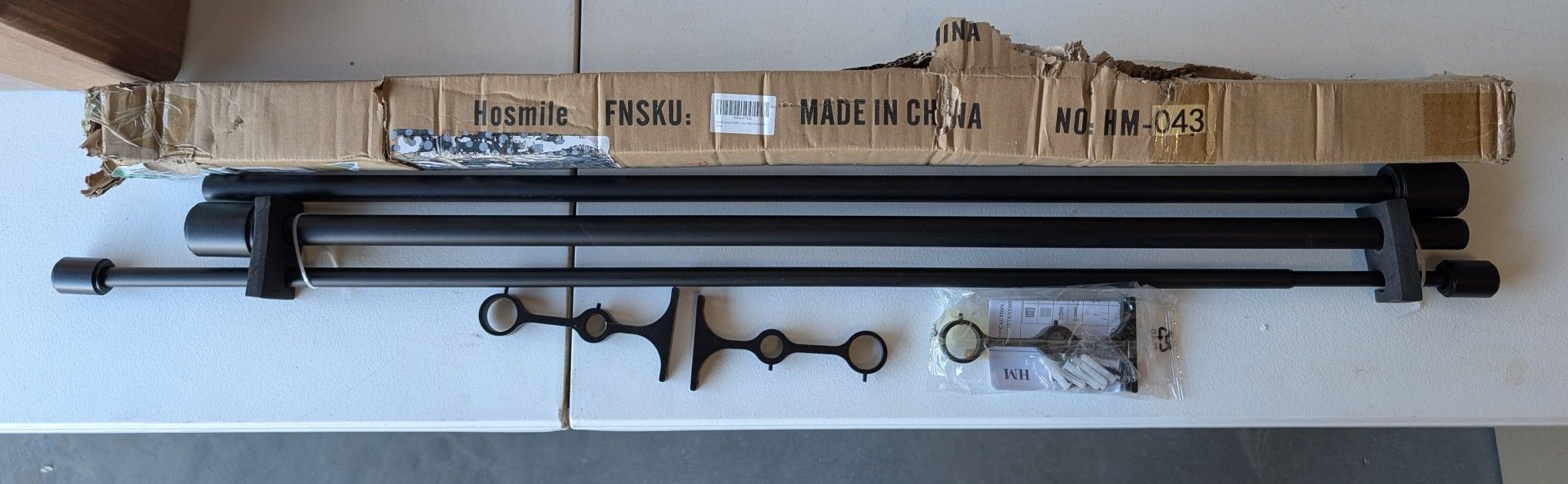 🪟 Double Curtain Rod Set – Black – Adjustable 42" to 75" – New/Open Box