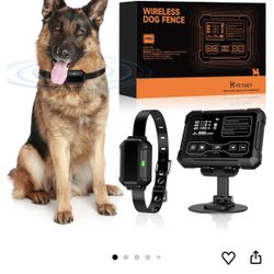 PETHEY Wireless Dog Fence System, Indoor & Outdoor Use, 1 Acre High-Precision Radar Wireless Dog Fence, Real-time Monitoring, 9-26in Medium & Large Br