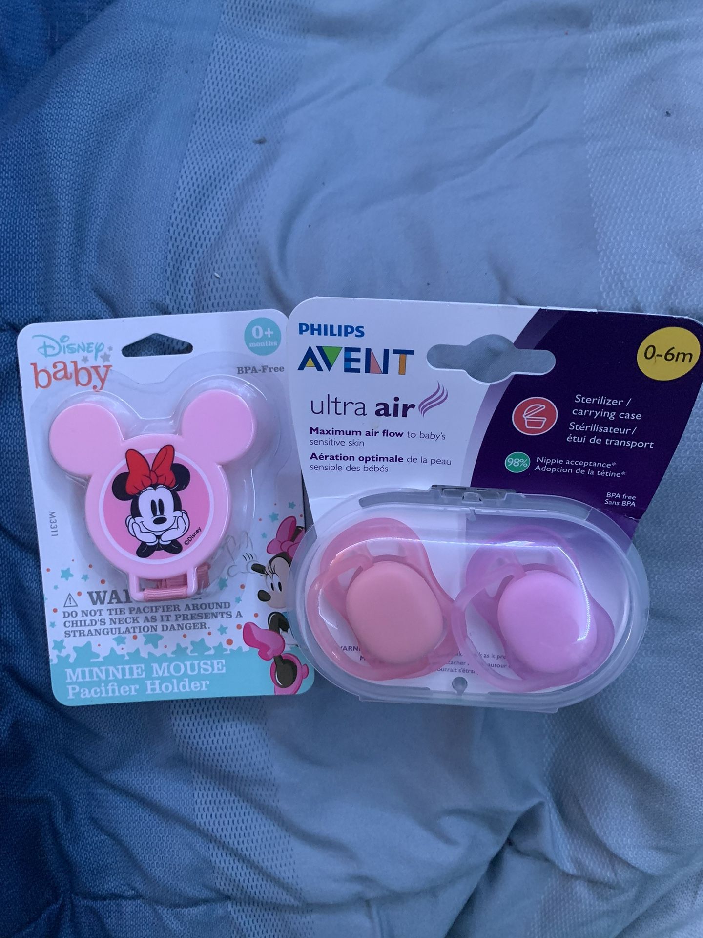 Pacifier Holder And 2 New Pacifiers