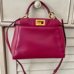 Fendi Mini Peekaboo Iconic Satchel Magneta 
