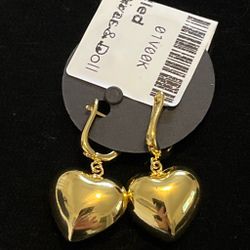 18 K gold filled puff heart dangle earrings