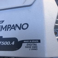 1000 Watts. Max. TIMPANO 4 Chanel 500 RMS 