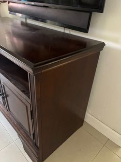 Dark Wood TV Stand with Cabinet