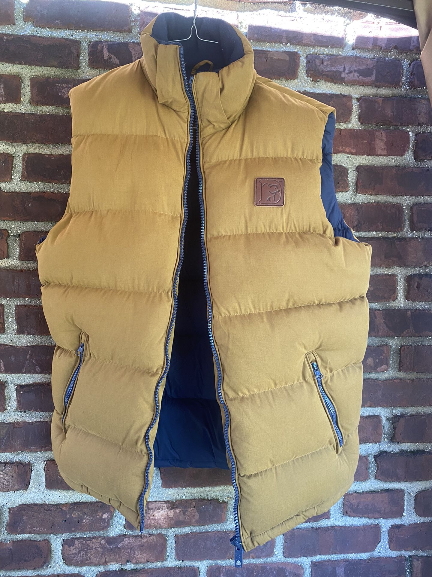 DECIBEL PREMIUM GOOSE DOWN PUFFER VEST YELLOW WARM FULL ZIP SZ MEDIUM