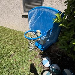 Pool basketball hoop with basketballs