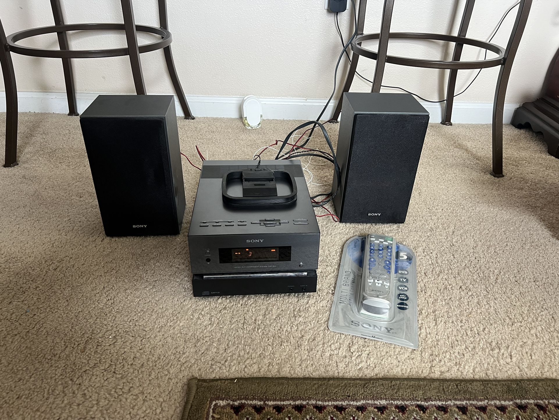 Sony Cd Player Model HCD-CBX1 Hi Fi Micro Stereo Receiver System with Speakers & Remote