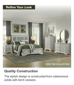 king Bed Frame Universal Broadmoore furniture Anistyn Wood with Upholstered Headboard, Gray Finish