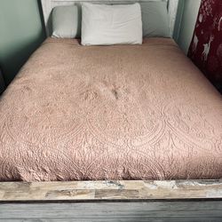 Full Size Bed Frame with Mattress 1 of 2