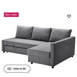 FRIHETEN Sleeper sectional,3 seat w/storage, Hyllie dark gray