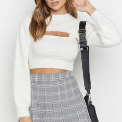 SOLD OUT ONLINE Tinsley Pleated Check Mini Skirt Grey