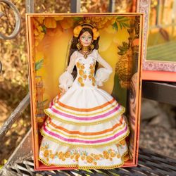 Barbie Signature Doll Día De Muertos 2025 Collectible in Ruffled Cream Gown Trimmed with Marigolds and Ribbon