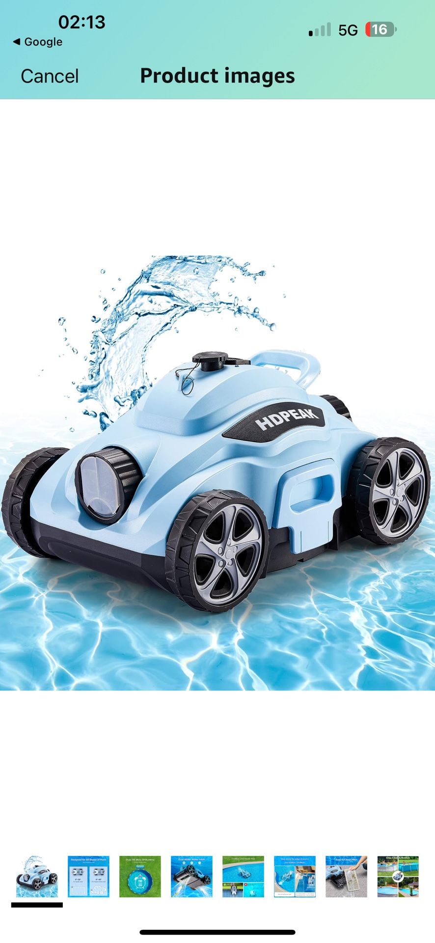 Cordless Robotic Pool Cleaner, HDPEAK Pool Vacuum