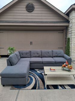 Large Gray Sectional Couch- Free Delivery