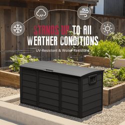 75 gallon patio outdoor deck box fully assembled caja de Almacenamiento caja de exteriors 75 gallones storage bin 🆕☑️
