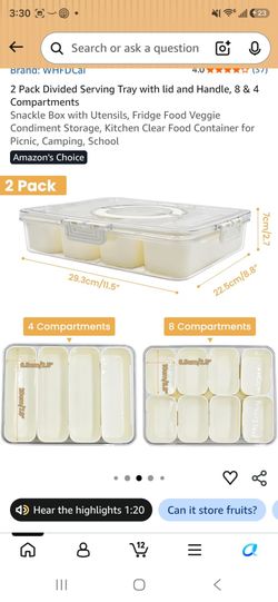 2-Pack Divided Serving Tray with Lid and Handle