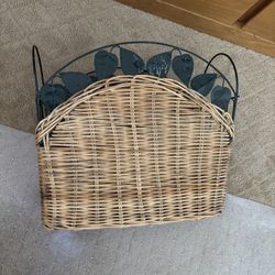 Wicker/Metal Magazine Basket 