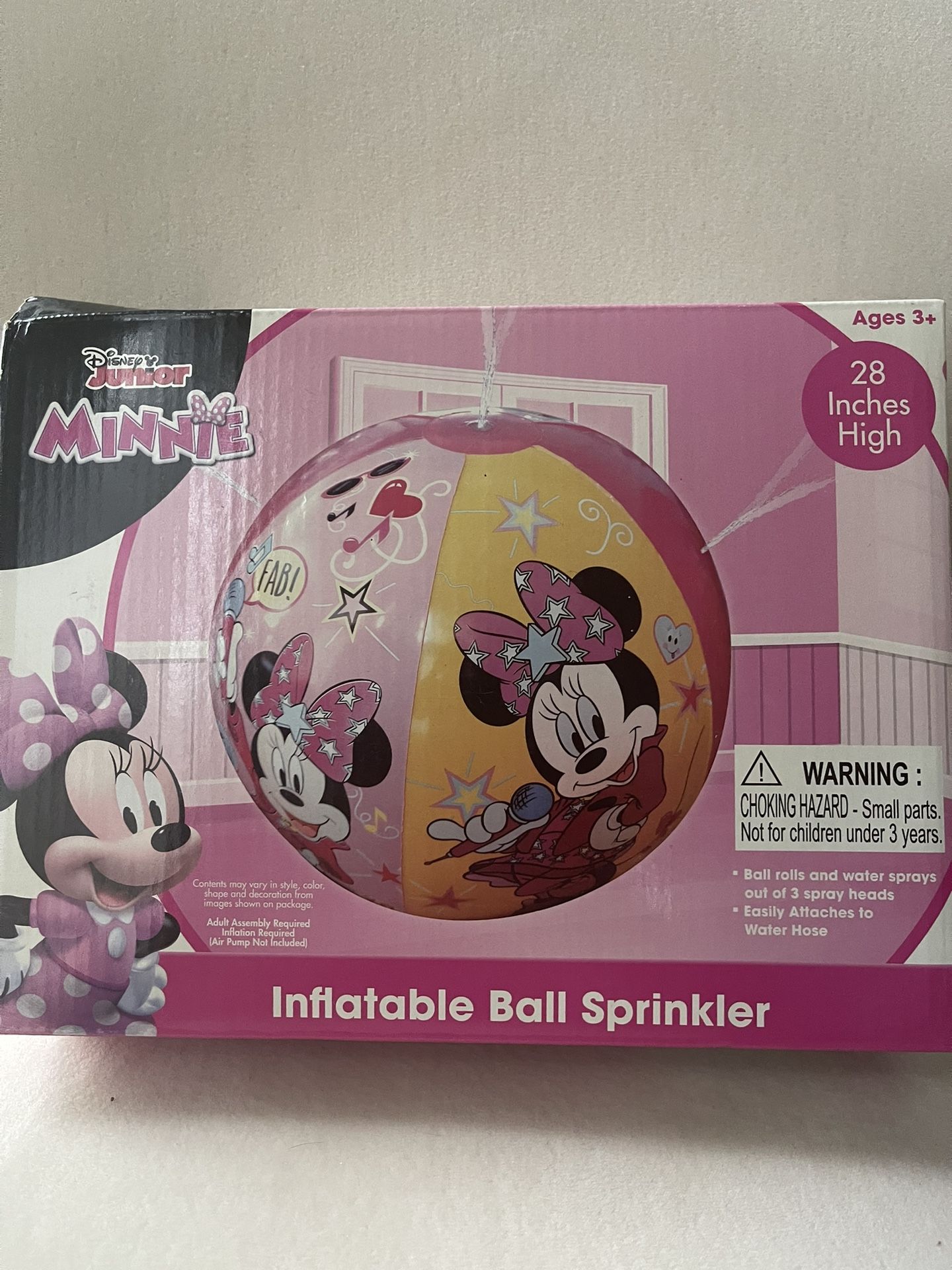 Disney Jr Minnie Mouse 28" Inflatable Ball Sprinkler
