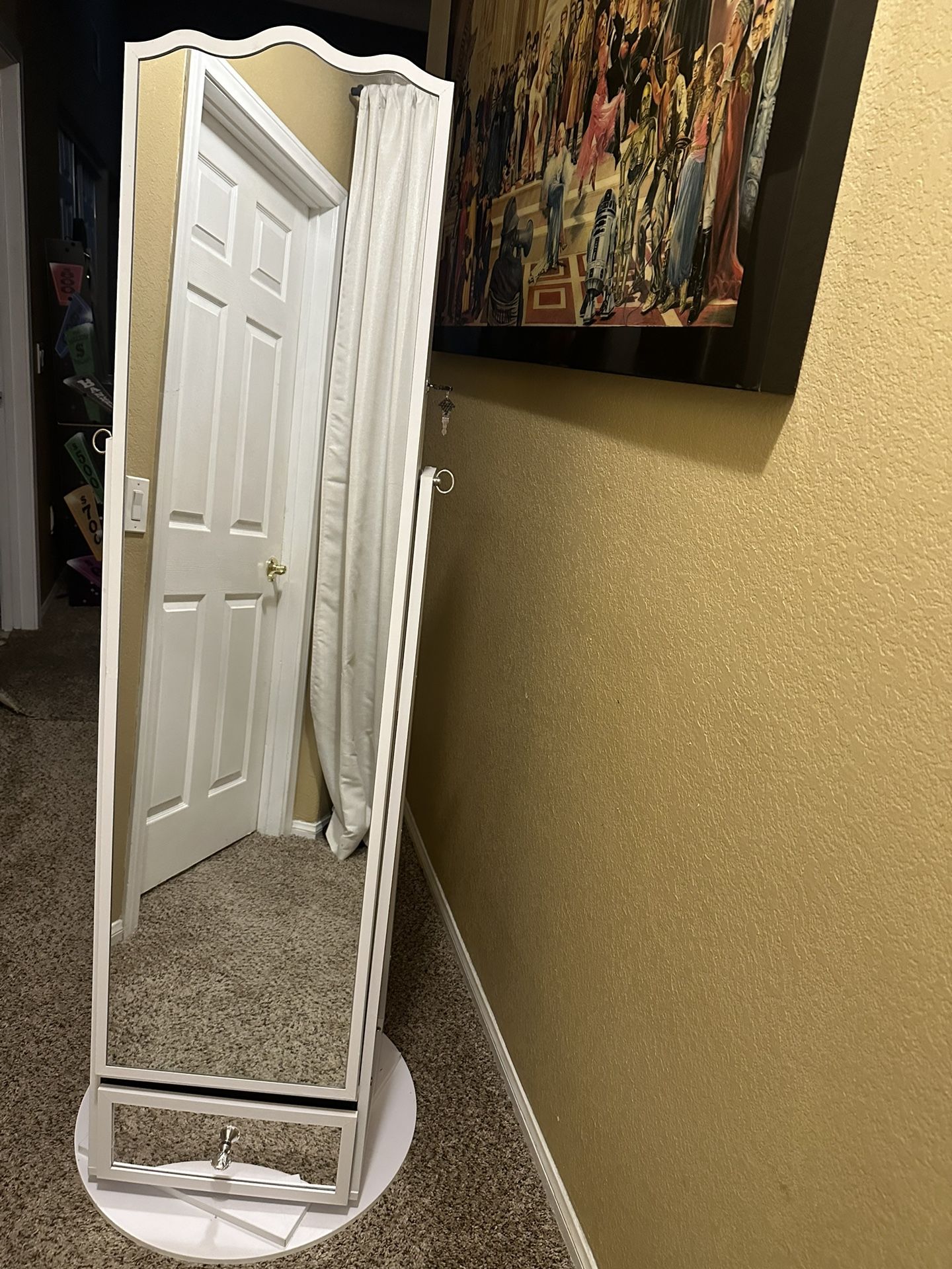 Mirrored Jewelry Cabinet Armoire New 