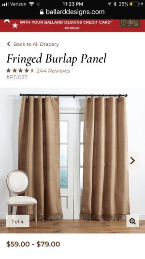 Ballard Designs Fringed Burlap Curtains And Queen Bed Skirt For