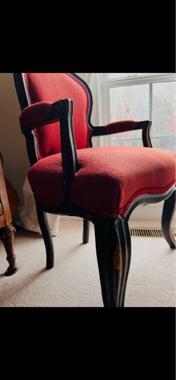 Victorian Style Armchair Red Upholstered