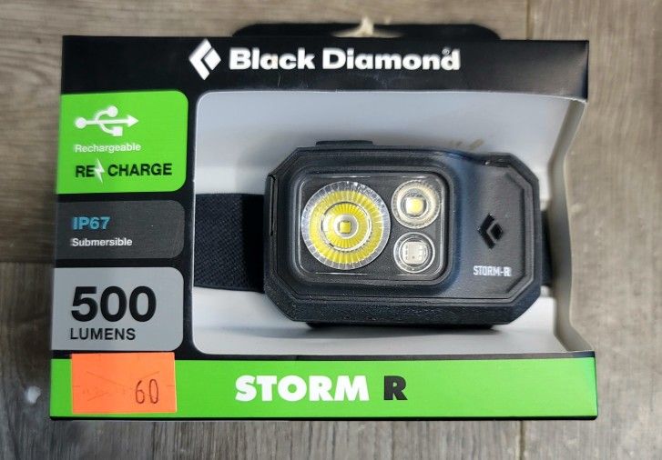 BLACK DIAMOND Storm 500-R Rechargeable Headlamp | 500 Lumens Brightness | Waterproof & Micro-USB Charging | Black (BRAND NEW FACTORY SEALED 