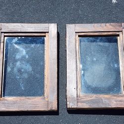 Wooden Cabinet Doors W/Glass Inserts Two (2)