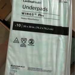 100 30"x30" Heavy Absorbency Cardinal Health UNDERPADS WINGS PLUS Incontinence