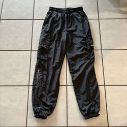 Women Size S Forever 21 Black Cargo Jogger Lined Pants