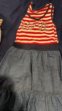 Girl dress, red/white/blue, LOVE dress, size 7-8