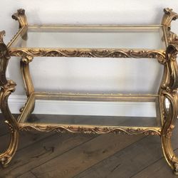 Vintage Two Shelf Glass Table