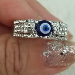 Lucky Evil Eye Rhinestone Silver Ring