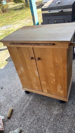 Wooden Rolling Cabinet with Double Doors