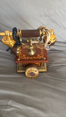 Florentine Walnut Briar Rotary Telephone