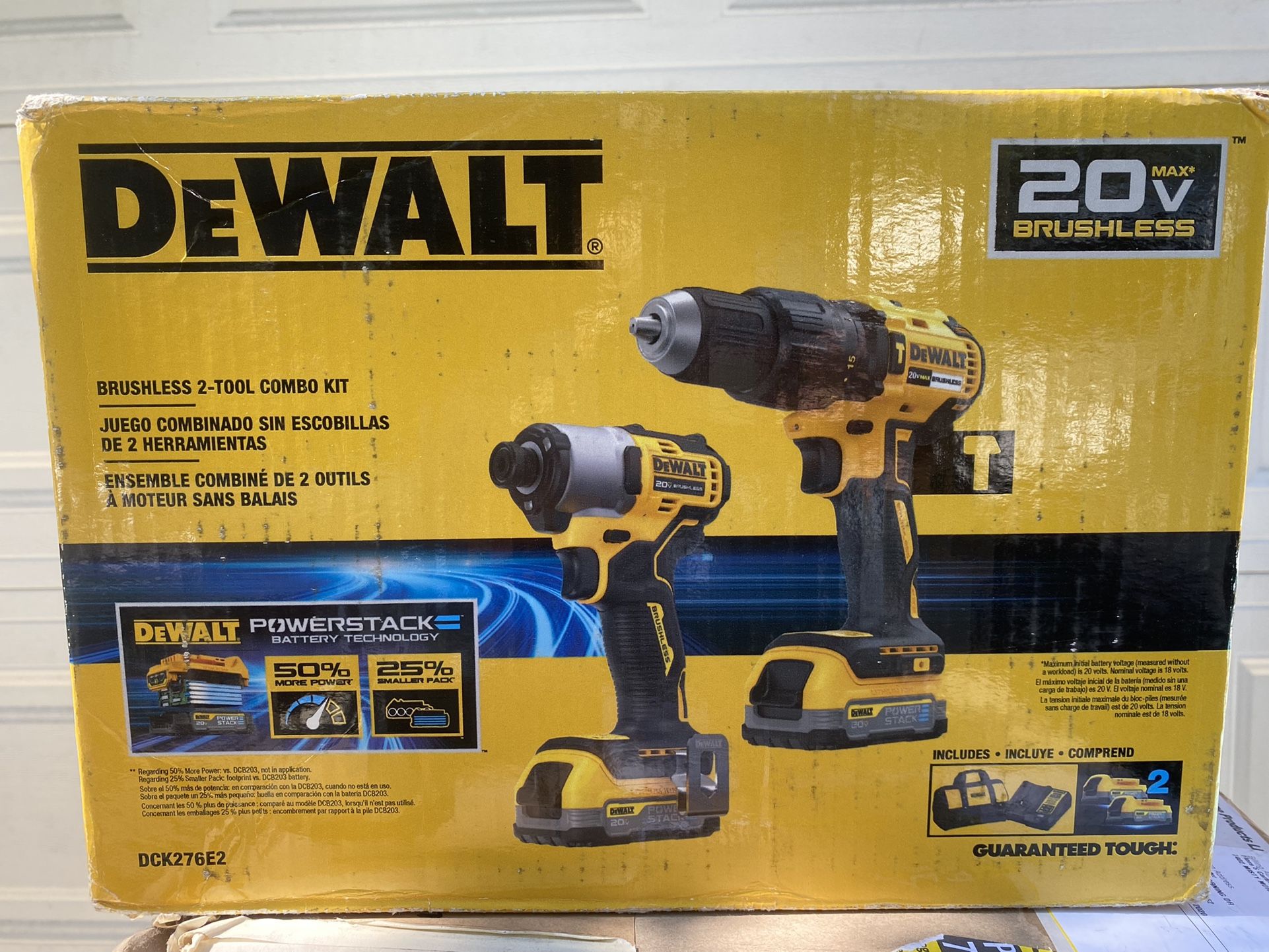 New, DEWALT DCK276E2 20V MAX Brushless Lithium-Ion Cordless Hammer Drill and Impact Driver Combo Kit