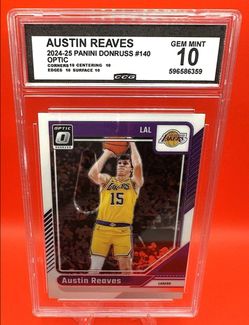 2024-25 Donruss Optic Austin Reaves #140 CCG Gem Mint 10 – Four Perfect 10 Subgrades – Lakers