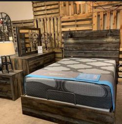 New Queen Size 4pc Bedroom Set With Dresser Mirror Nightstand Without Mattress Free Delivery 