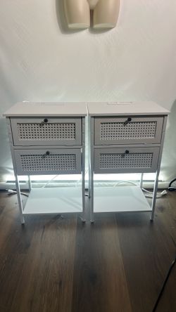 Set of nightstands , end tables with power strips and USB ports
