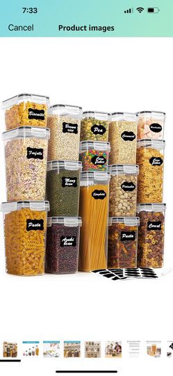 Vtopmart Airtight Food Storage Containers with Lids, 15 pcs Plastic Kitchen and Pantry Organization