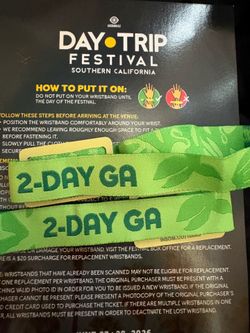(2) 2-Day trip tickets for sale