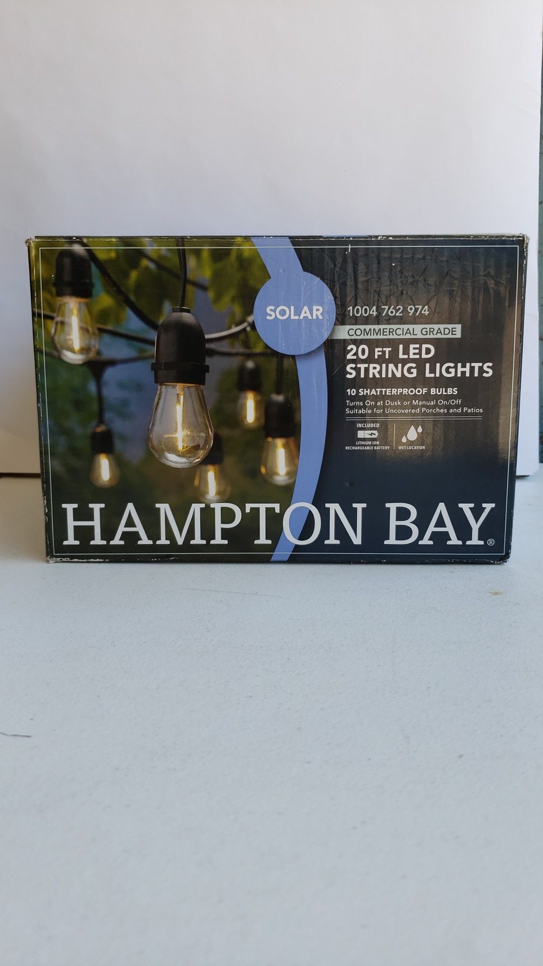 Hampton Bay 20 ft. 10 Socket LED Outdoor Solar String Light