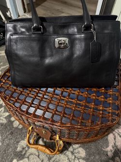 Coach Black Leather Structured Handbag