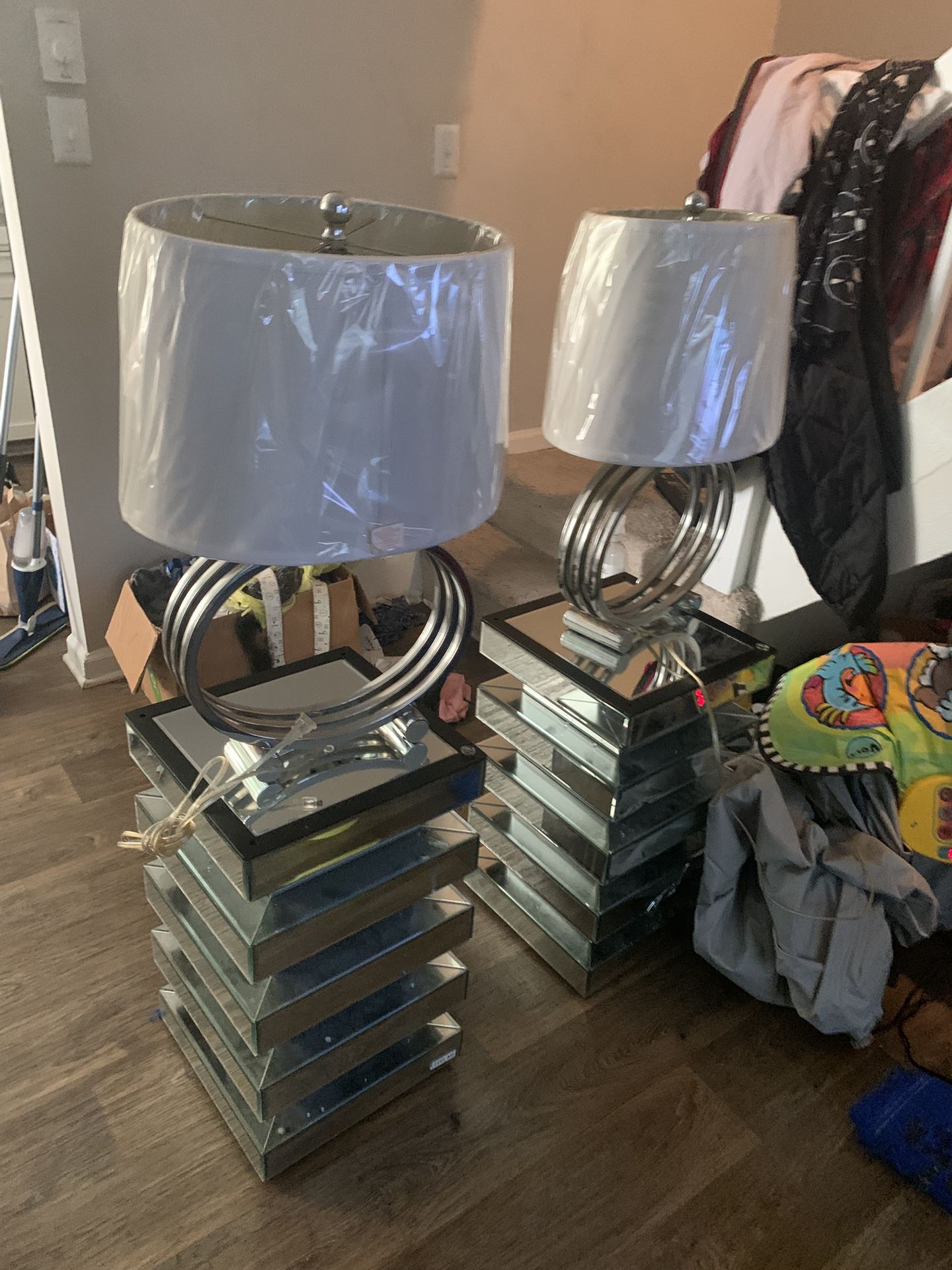 Modern Mirrored Table Lamps - Set of 2
