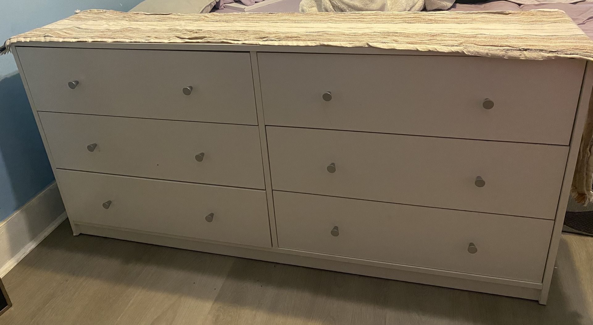White 6-Drawer Dresser - Good Condition, Functional